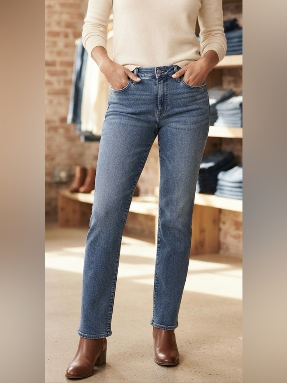 Lucky Brand Women's "SWEET" Mid- -Rise straight- Light Blue Jeans